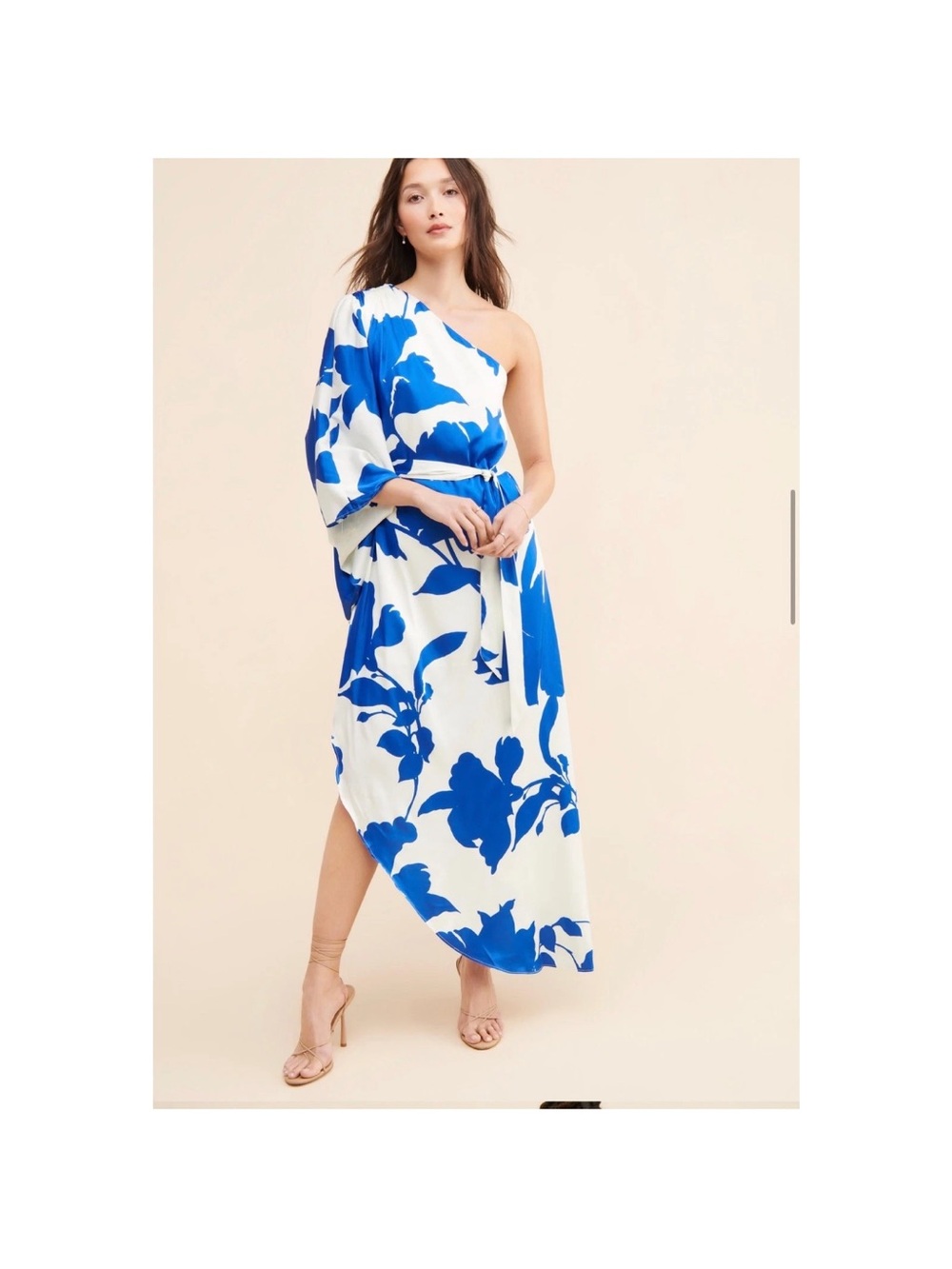 Hutch Anthropologie Floral One Shoulder Satin Maxi Dress Size 16w